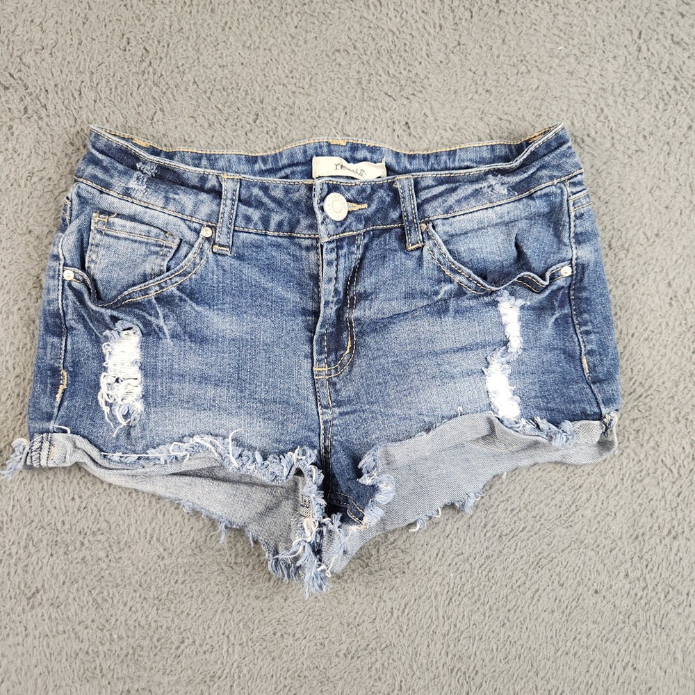 Refuge Vintage Y2K High Waist Cut Off Mini Shorts Womens 2 W26" Festival Stretch